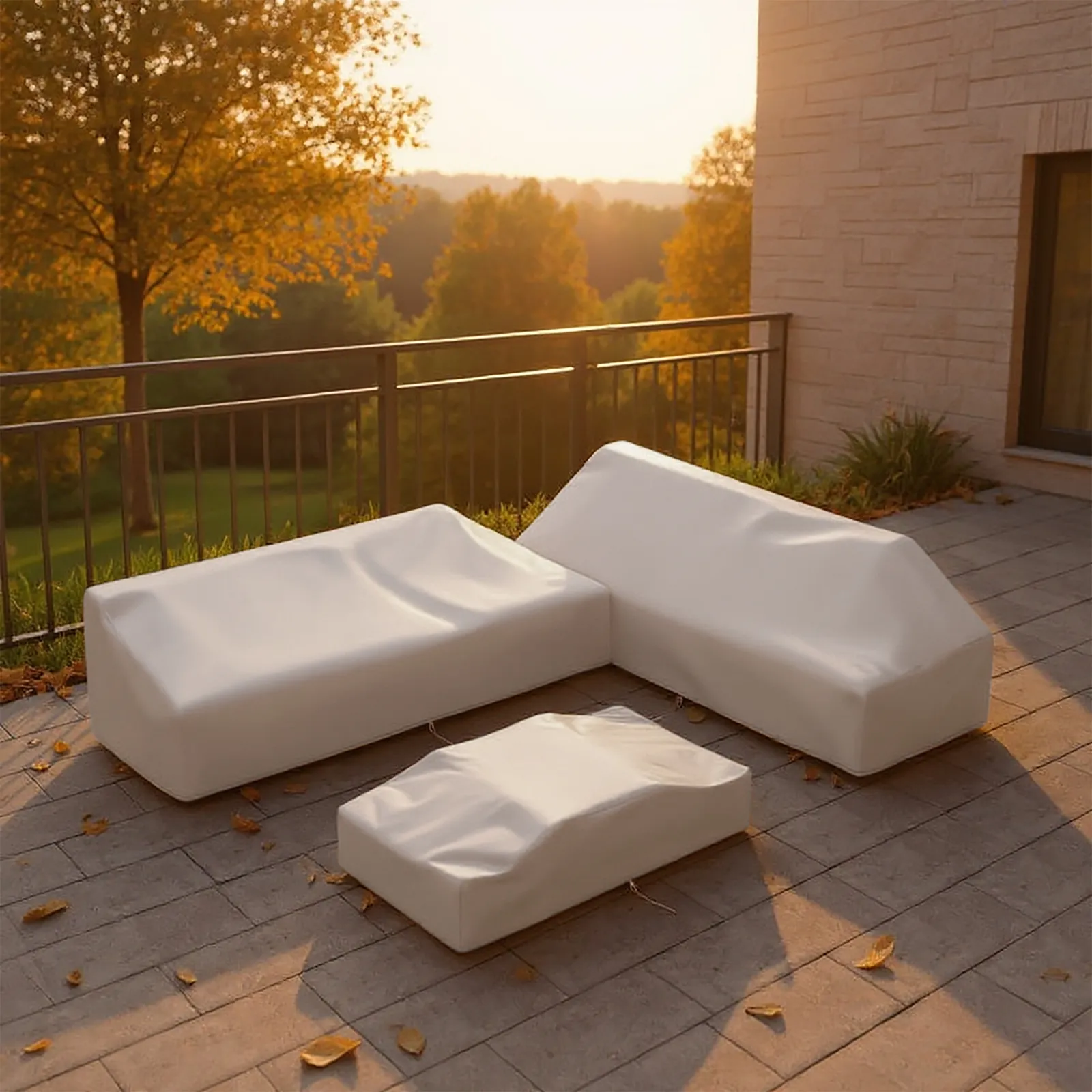 600D Tough Canvas Waterproof Outdoor Patio Furniture Set Covers in Beige