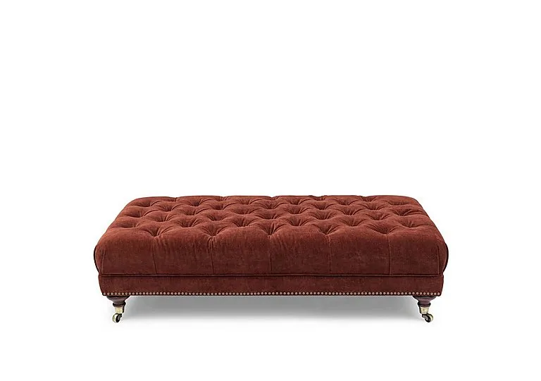 Wallace Fabric Rectangular Footstool with Castors - Tawny