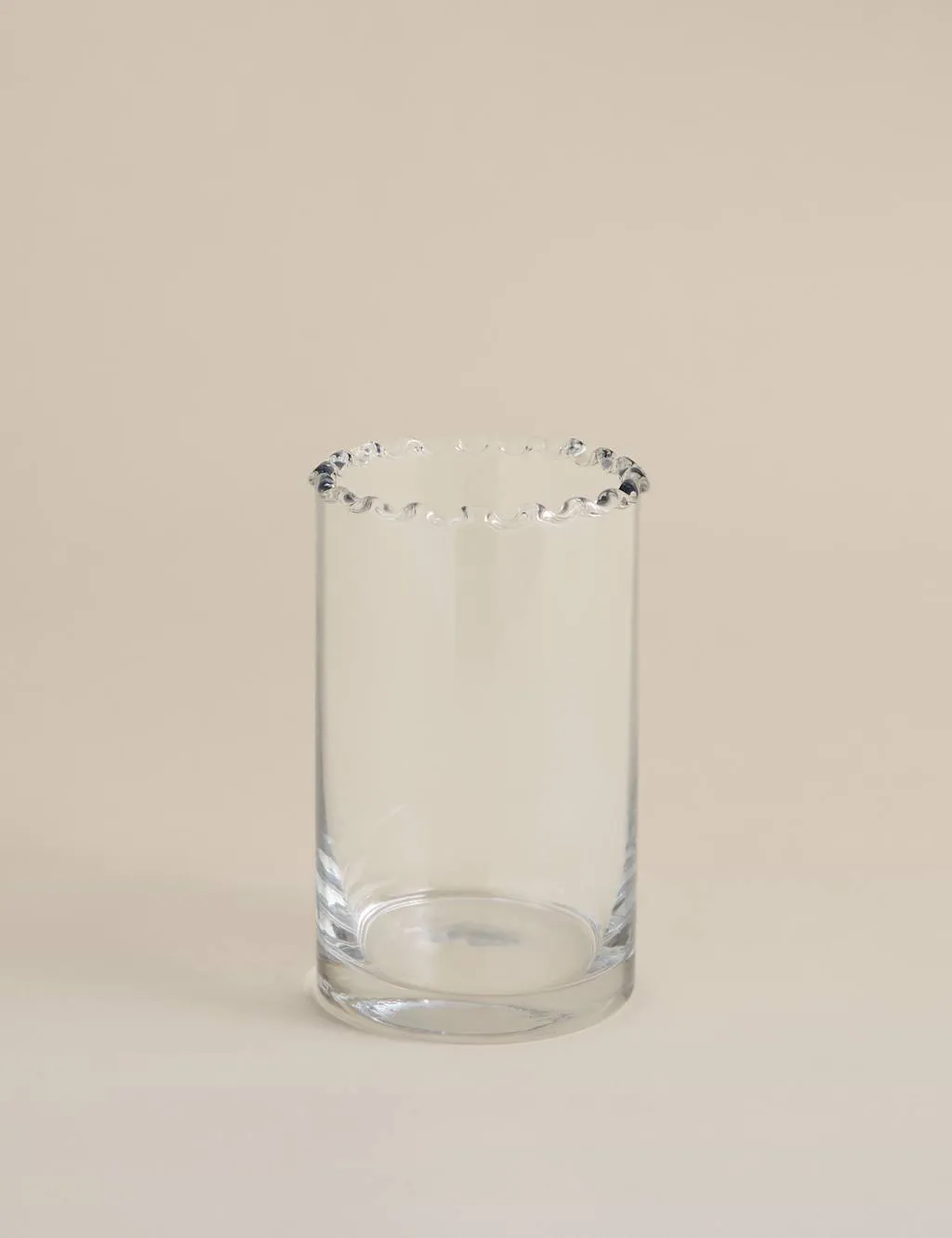 M&S Small Cylinder Frill Top Glass Vase Clear