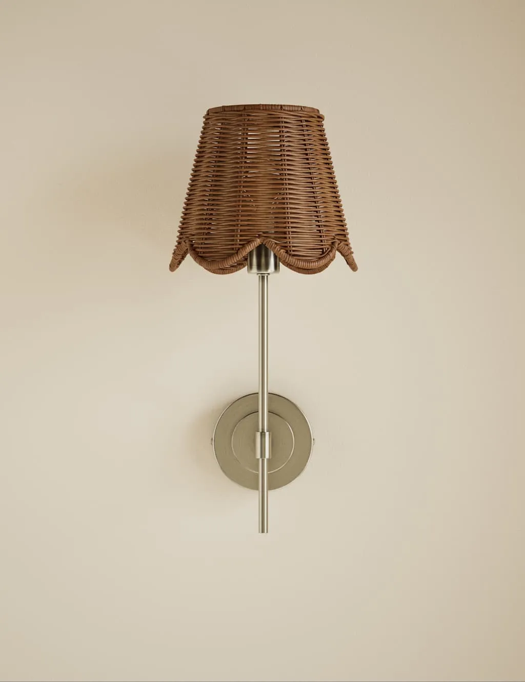 M&S Wicker Scalloped Wall Light Natural