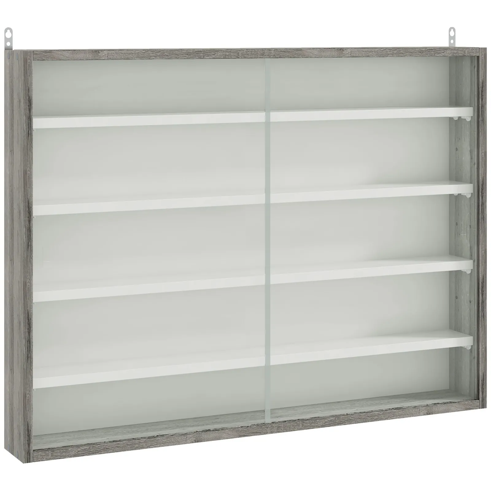 HOMCOM 5-Tier Wall Display Shelf Unit Cabinet w/ Shelves Glass Doors in Grey 2