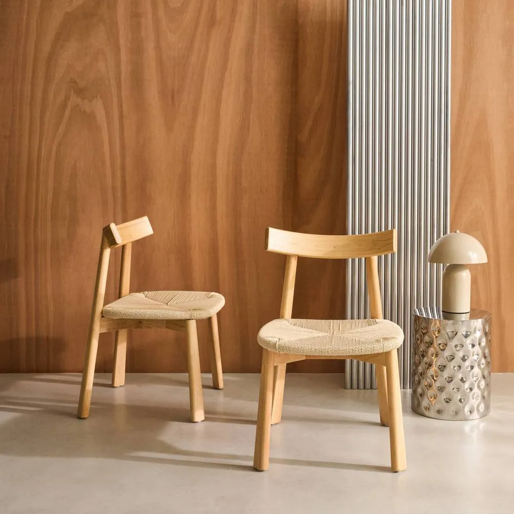 sweeek Set of 2 Scandinavian chairs in rubberwood with rope seat in Beige 4
