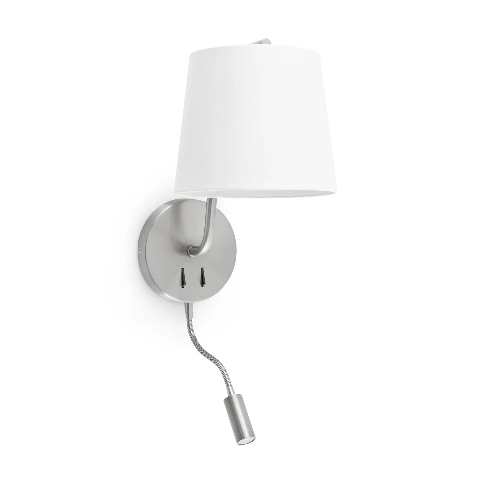 Netlighting Berni 1 Light Indoor Wall Light Reading Lamp White Satin Nickel E27