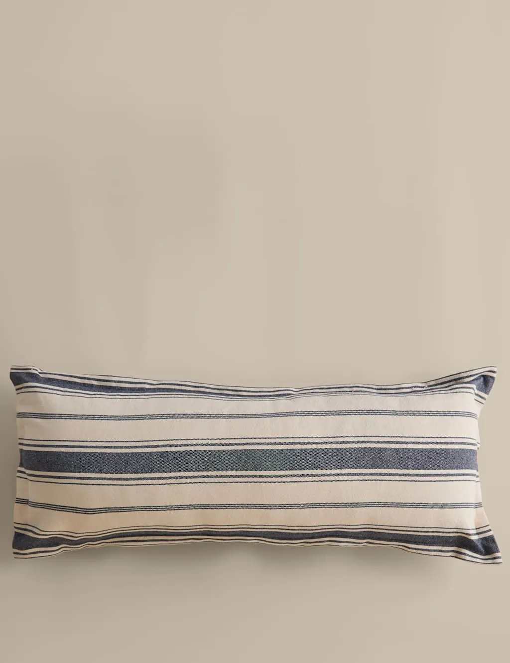 M&S Pure Cotton Woven Stripe Bolster Cushion Navy Mix