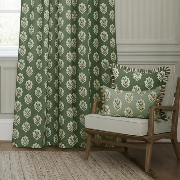 Sanderson Sessile Leaf Pencil Pleat Curtains 4