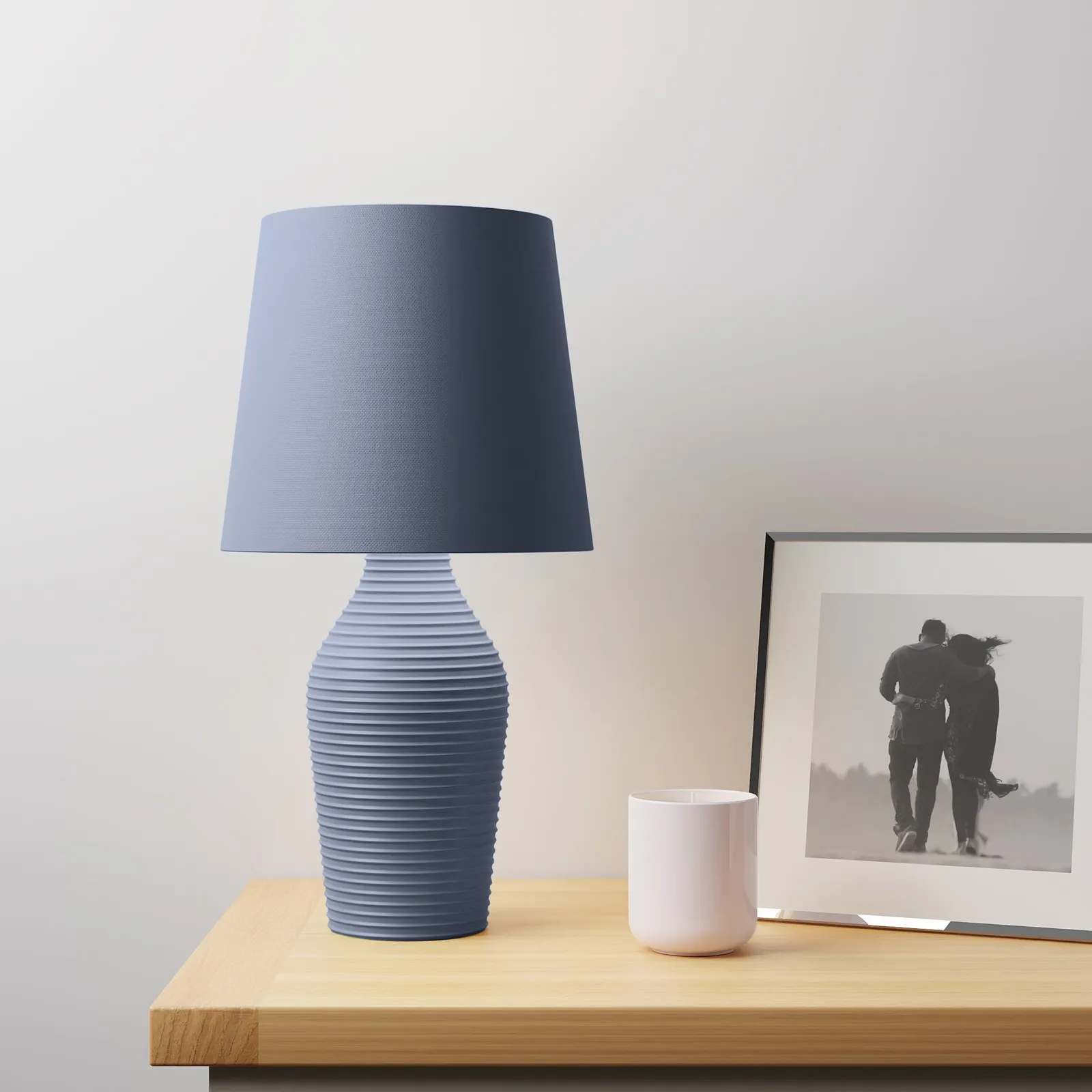 Luna Stoneware Folkstone Blue Table Lamp Blue