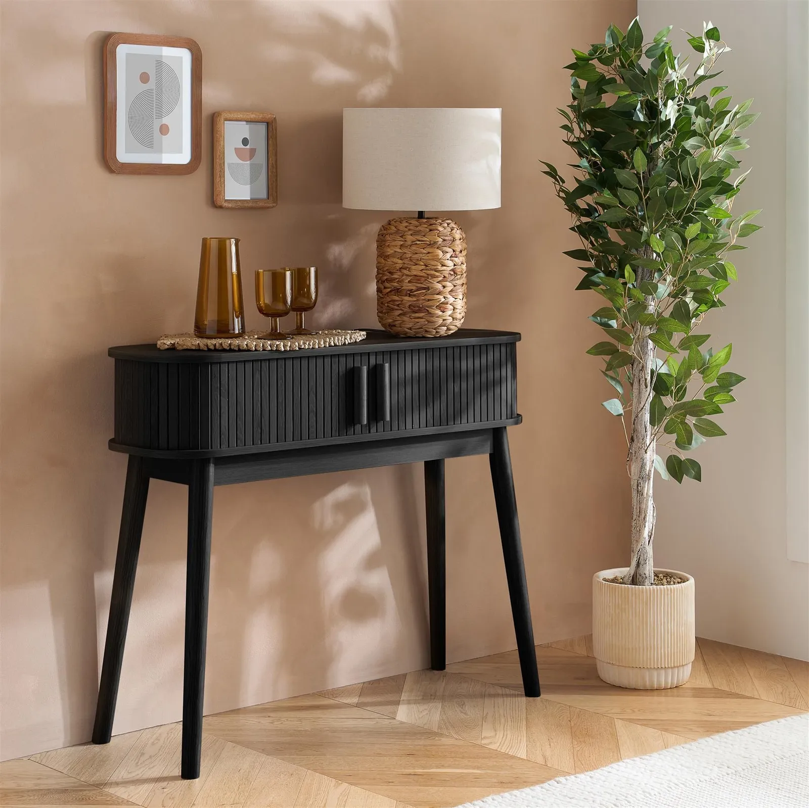 Birlea Fluted Console Table Axel in Black