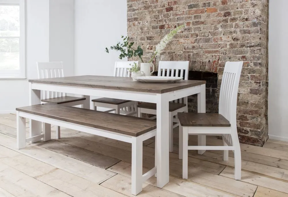 Nöa and Nani Hever Bench in White and Dark Pine 3