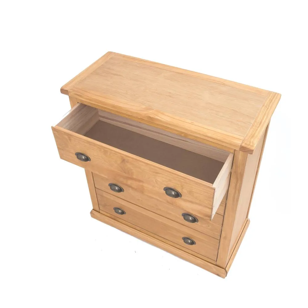 Cabinet Bits Lucca 4 Drawer Chest of Drawers Brass Cup Handle in Light Brown 4