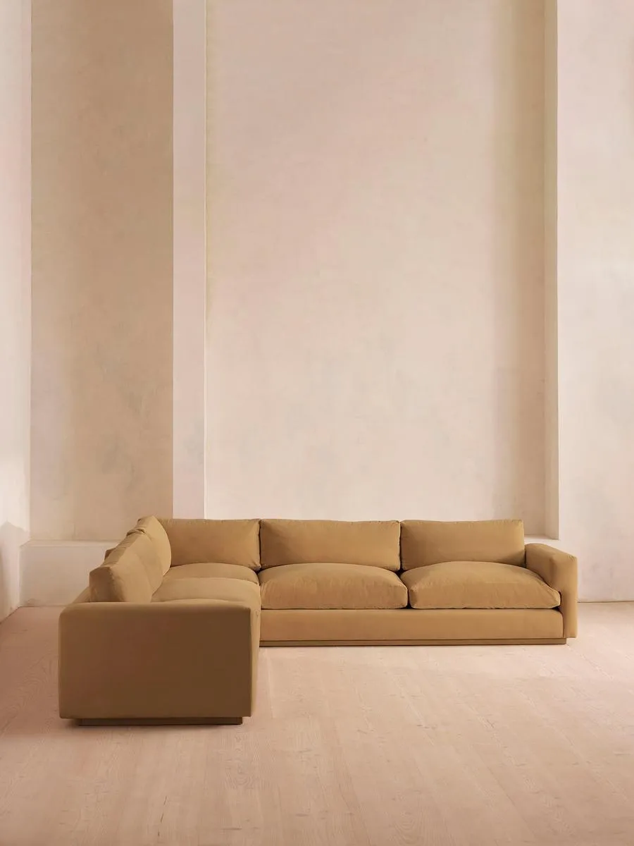 Mossley Corner Sofa, Velvet, Camel
