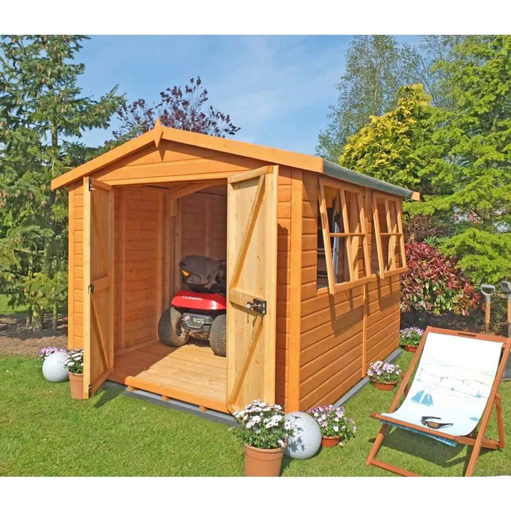 Shires Bison Handmade Garden Shed Approx 10 x 10 Feet in Brown