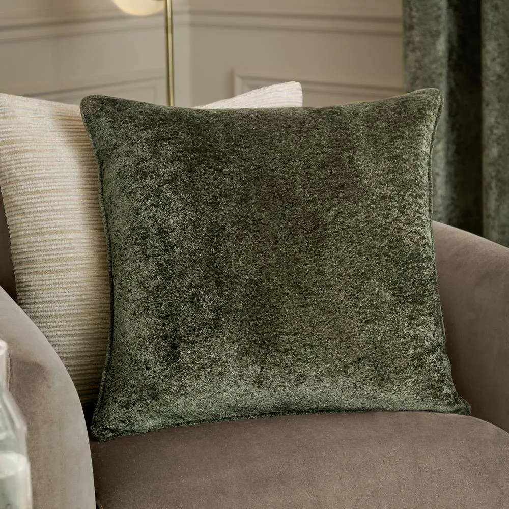 Paoletti Lustre Crushed Velvet Cushion in Green 1