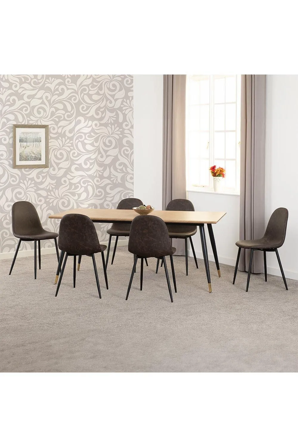 Seconique Hamilton Large Dining Set with Athens Chairs in Brown 1