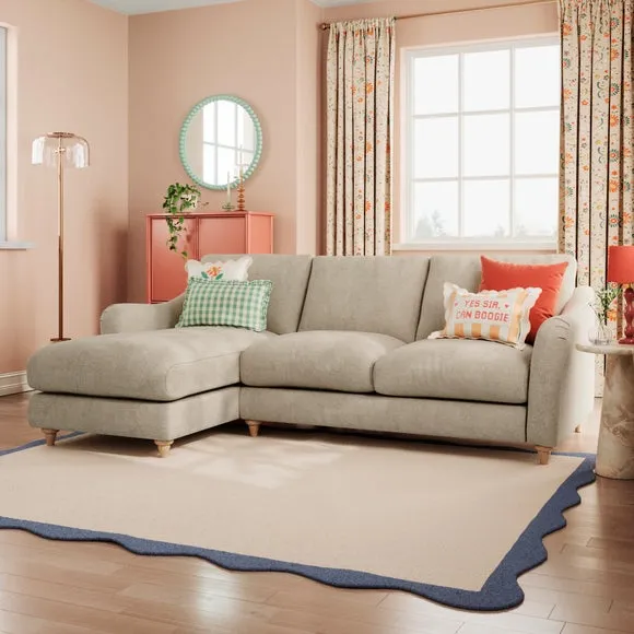 Hattie Tonal Plush Chenille Corner Chaise Sofa 1