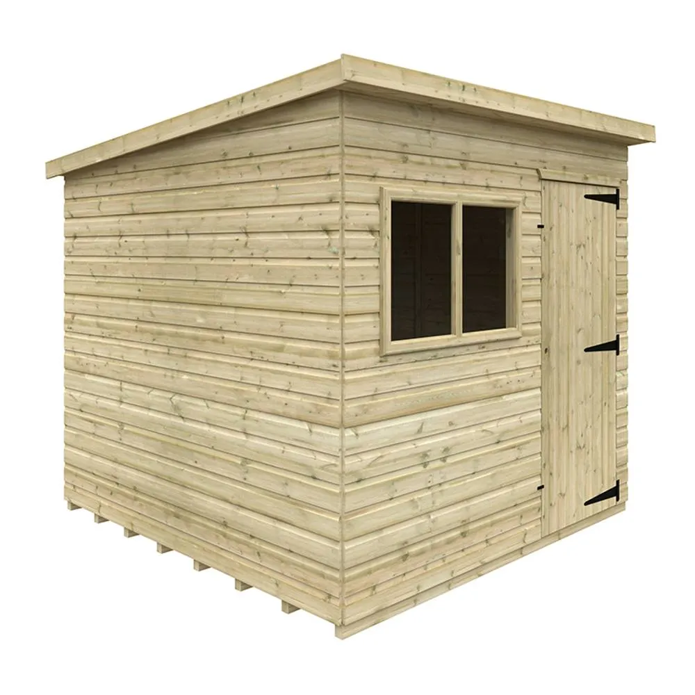 Buttercup Farm 8 x 8 Feet Tanalised Deluxe Pent 16mm Shed - Solid Wood/Softwood/Pine in Natural