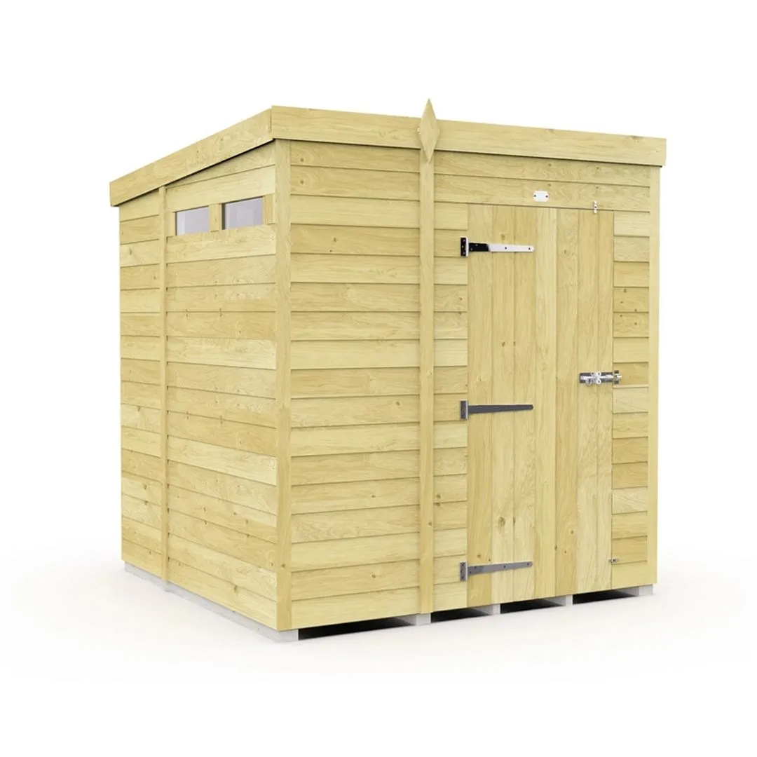 Buttercup Farm 6 x 6 Feet Pent Security Shed - Single Door - L178 x W185 x H201 cm in Brown
