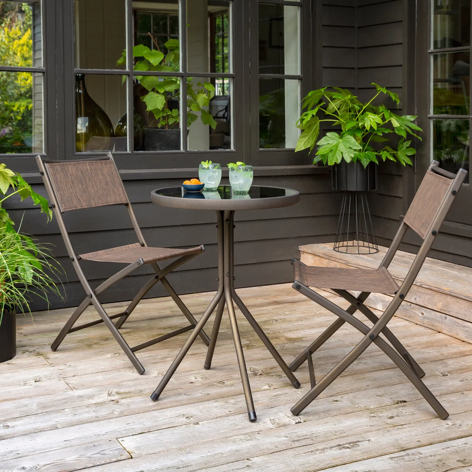 Helsinki 2 Seater Bronze Bistro Set Brown