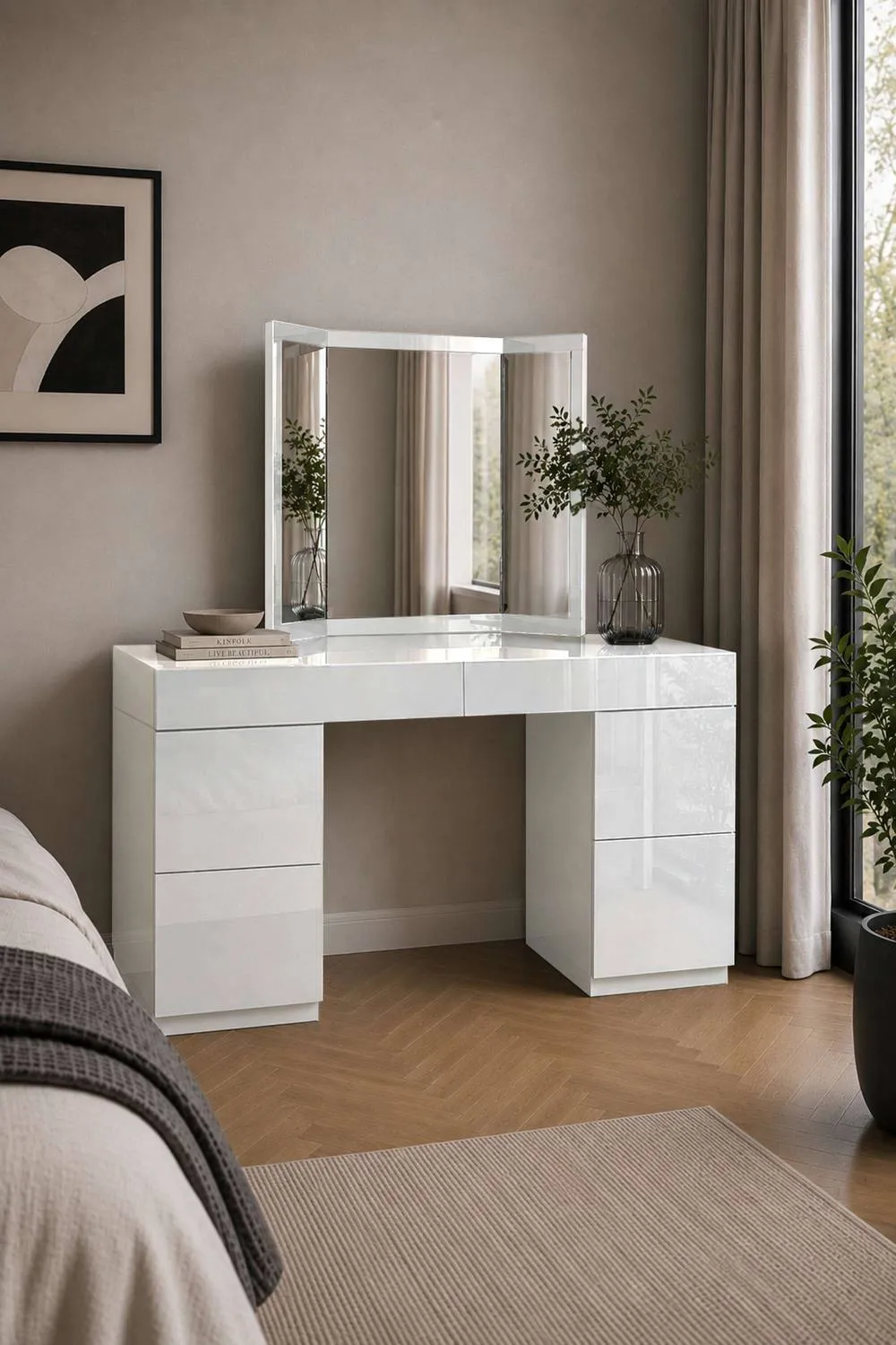 Birlea Liberty Dressing Table Mirror Only White Glass