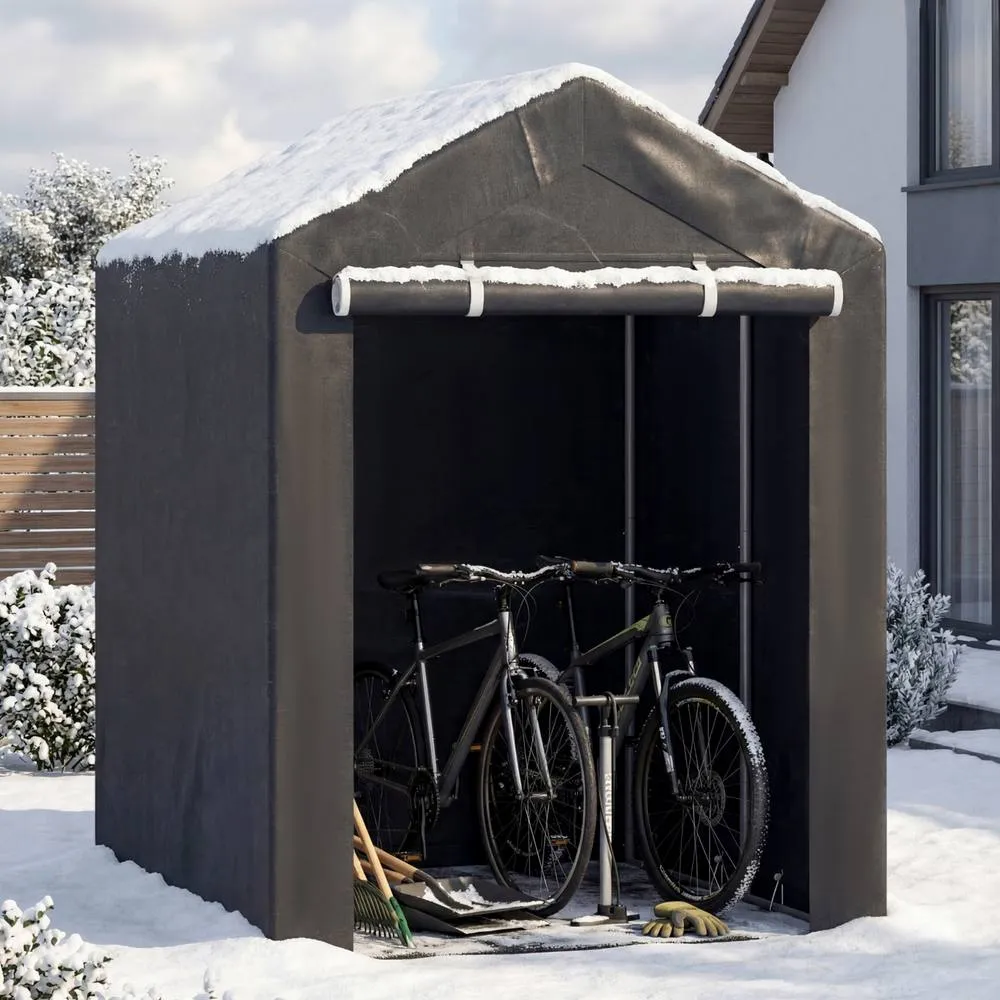 Costway 180x120CM Storage Shed Carport Garage Tent Galvanized Metal Shelter in Grey 4