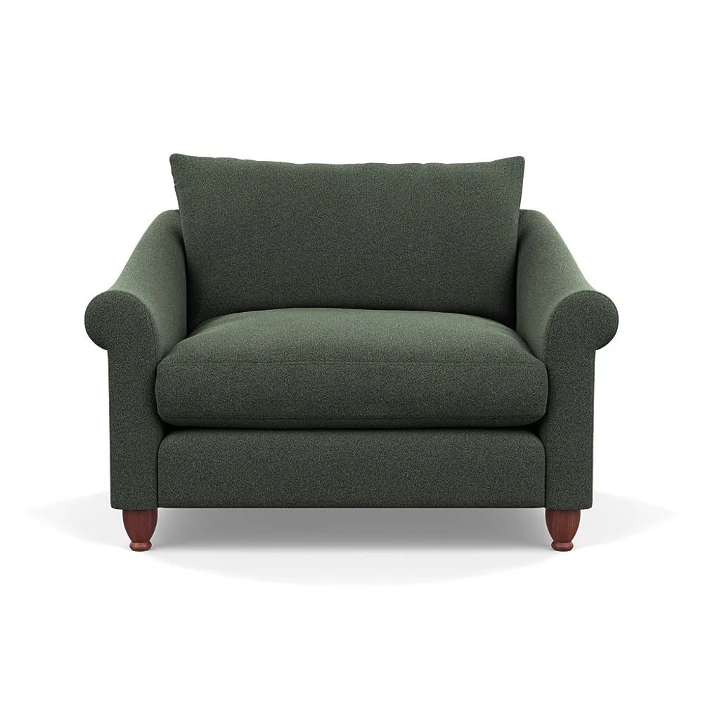 Heal's Devon Loveseat Boucle Fern Walnut Stained Feet 1