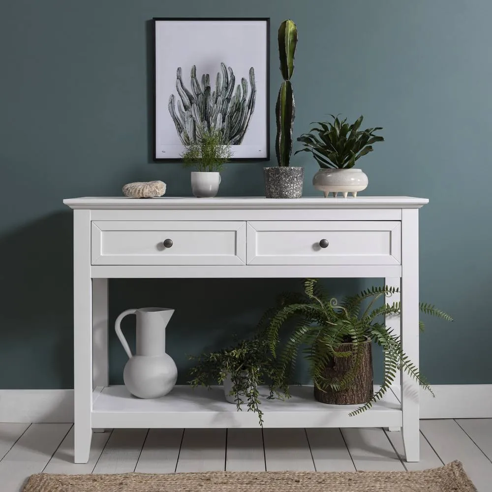 Nöa and Nani Karlstad Console Hallway Table with 2 Drawers in White 3