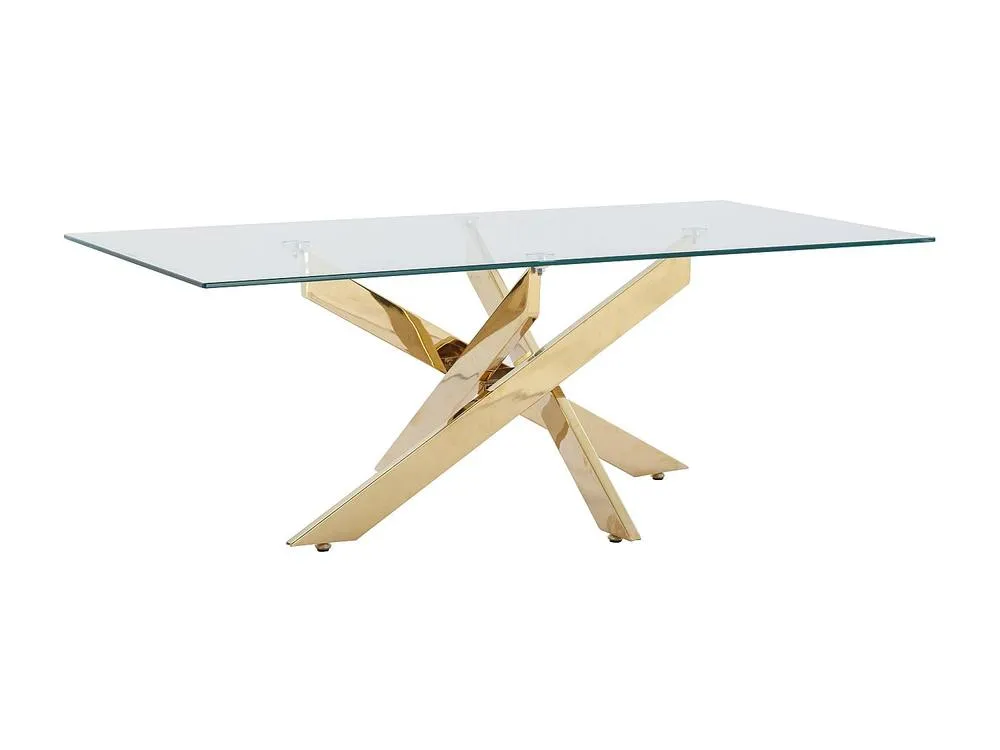 Vente-unique Tempered Glass & Gold Metal Coffee Table - Transparent - COSIMA in Clear 6