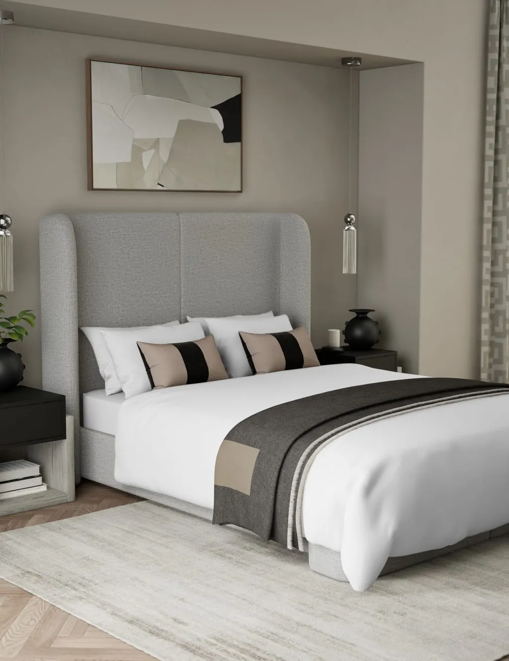 M&S X Kelly Hoppen 500 Thread Count Pure Cotton Sateen Bedding Set White