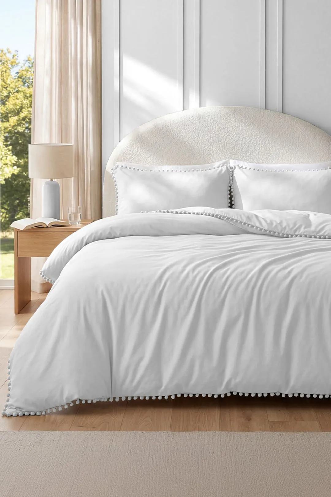 Living and Home 3Pcs Double Bedding Solid Duvet Cover with 2 Pillowcase Set in White