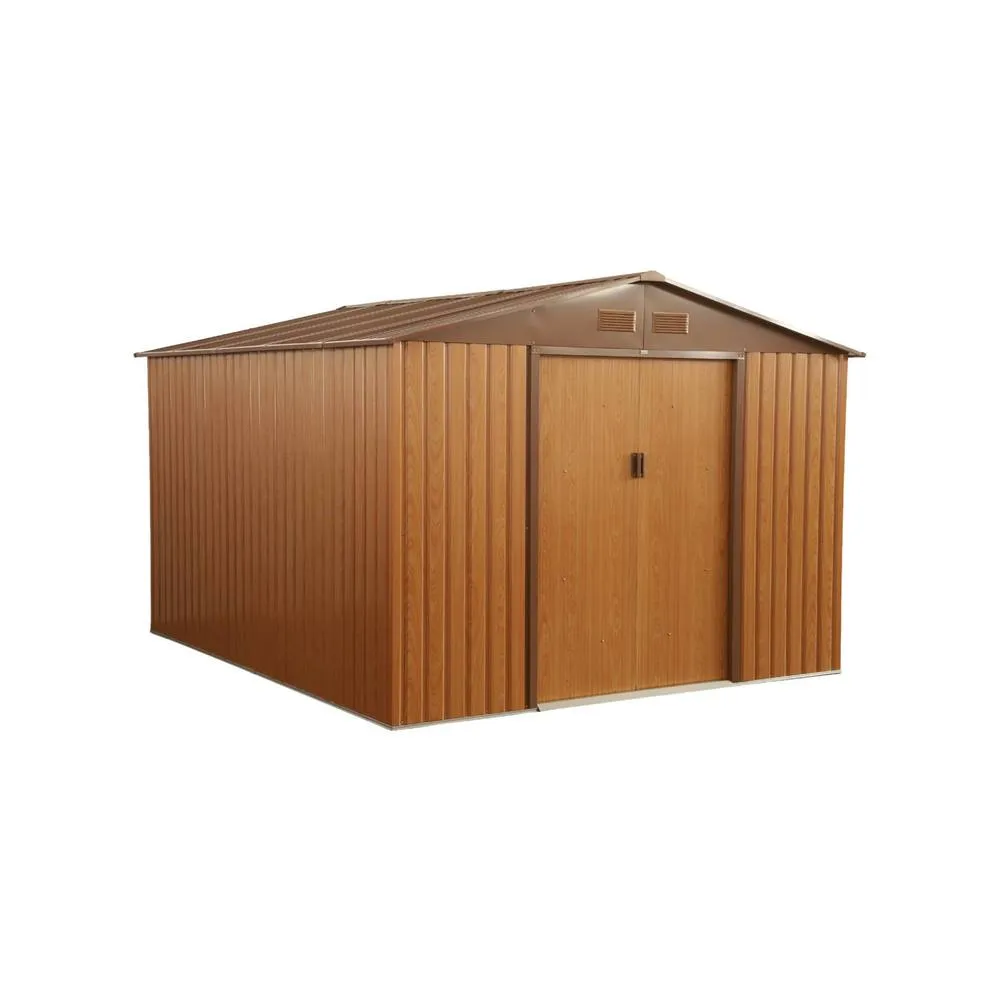 sweeek 8.84 m² metal garden storage shed in Brown 2