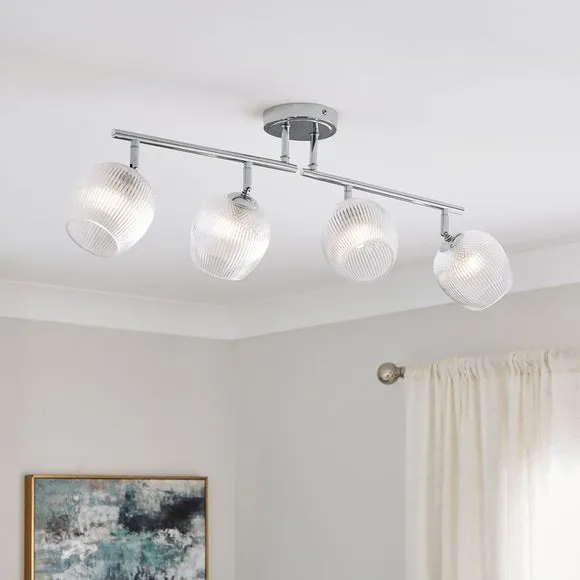 Cassia Ribbed 4 Light Adjustable Semi Flush Spotlight