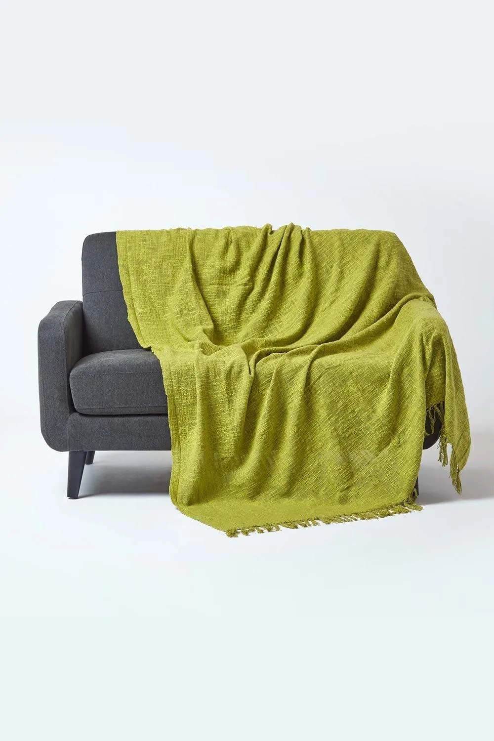 Homescapes Nirvana Slub Cotton Throw in Lime