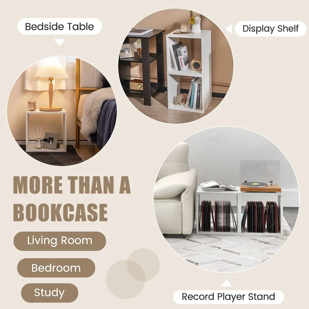 Costway Set of 2 Cube Storage Organizer Stackable Open Bookcase Display Rack Bookshelf in White 6