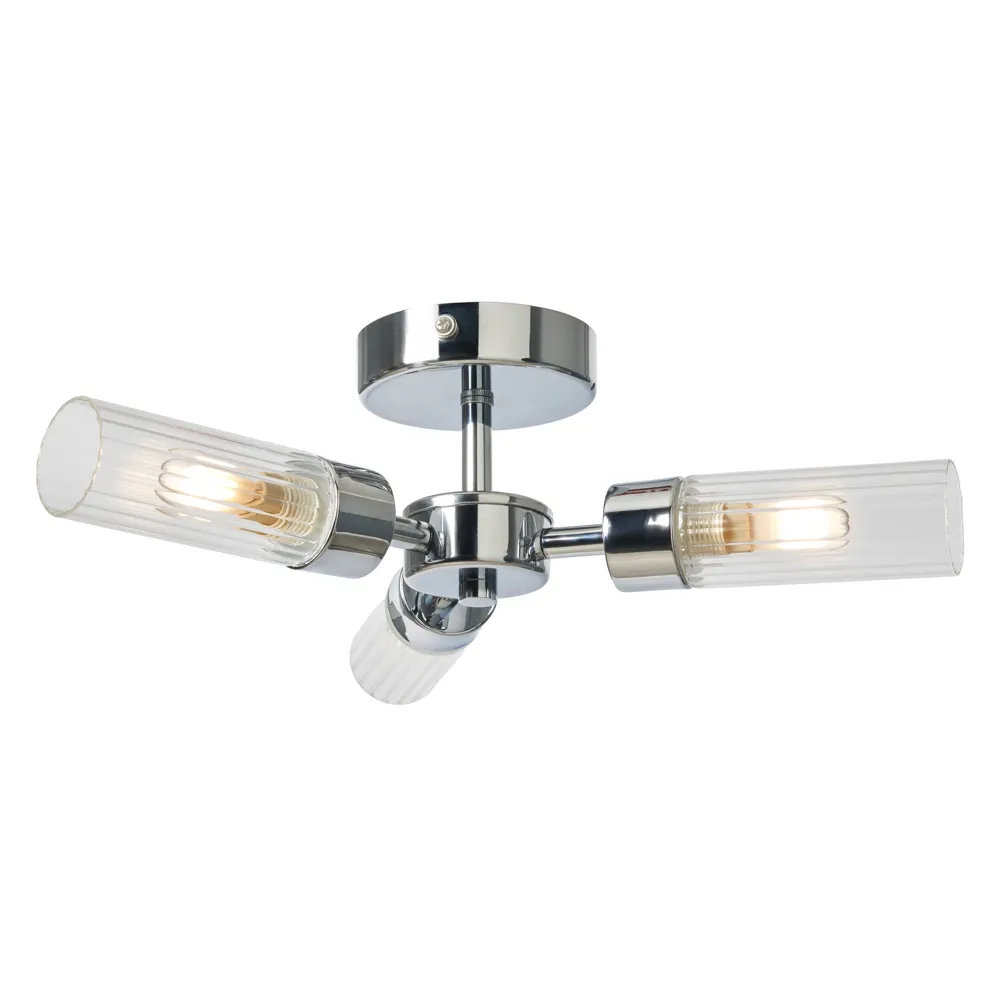 Kier Semi Flush Bathroom Ceiling Light, Chrome