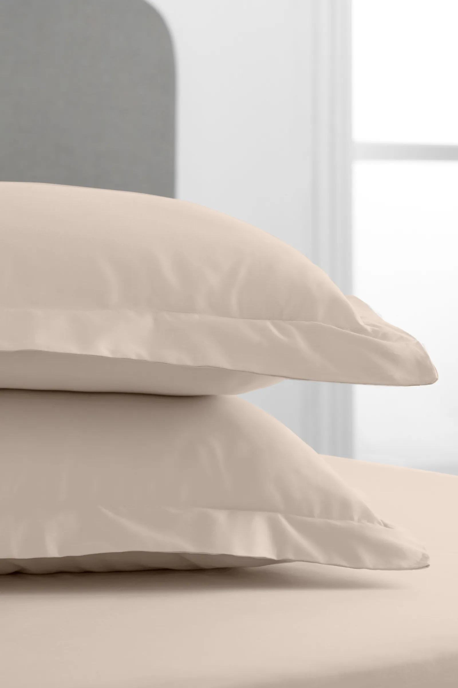 Bianca '400 Thread Count Cotton Sateen' Oxford Pillowcase Pair in Beige 2