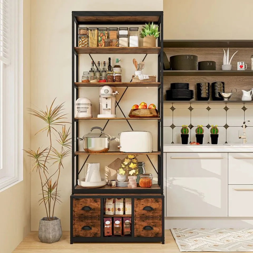 Costway 8-tier Bookshelf Freestanding Bookcase with Storage & Drawers in Brown 4