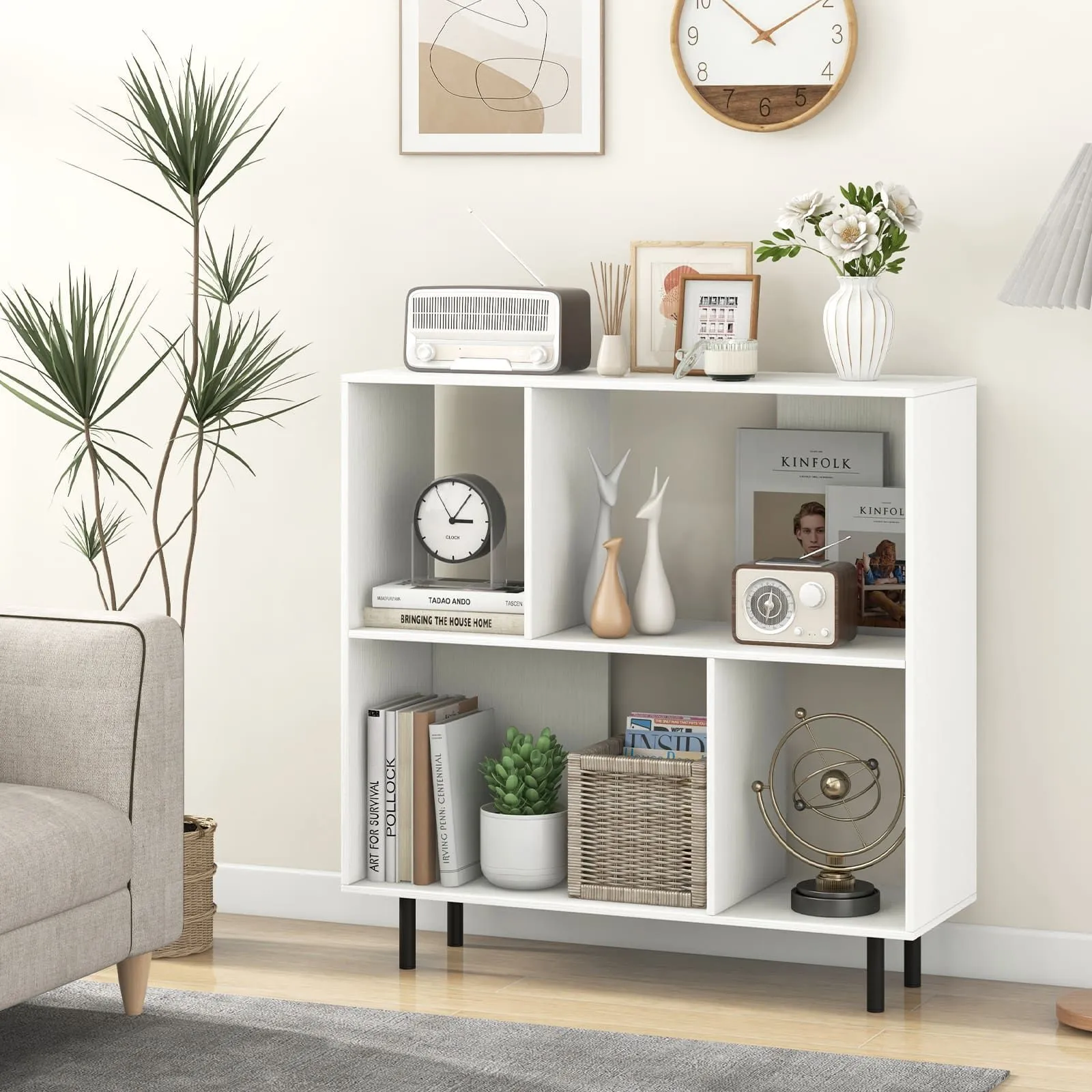 Costway Open Shelf Bookcase Modern Minimalist Cube Bookshelf in White 5