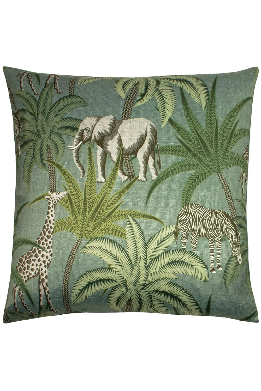 Paoletti Jungle Parade Floral Printed Cushion in Green