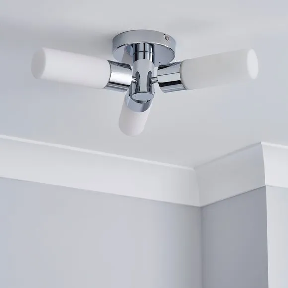 Porto 3 Light Chrome Bathroom Flush Ceiling Light 2