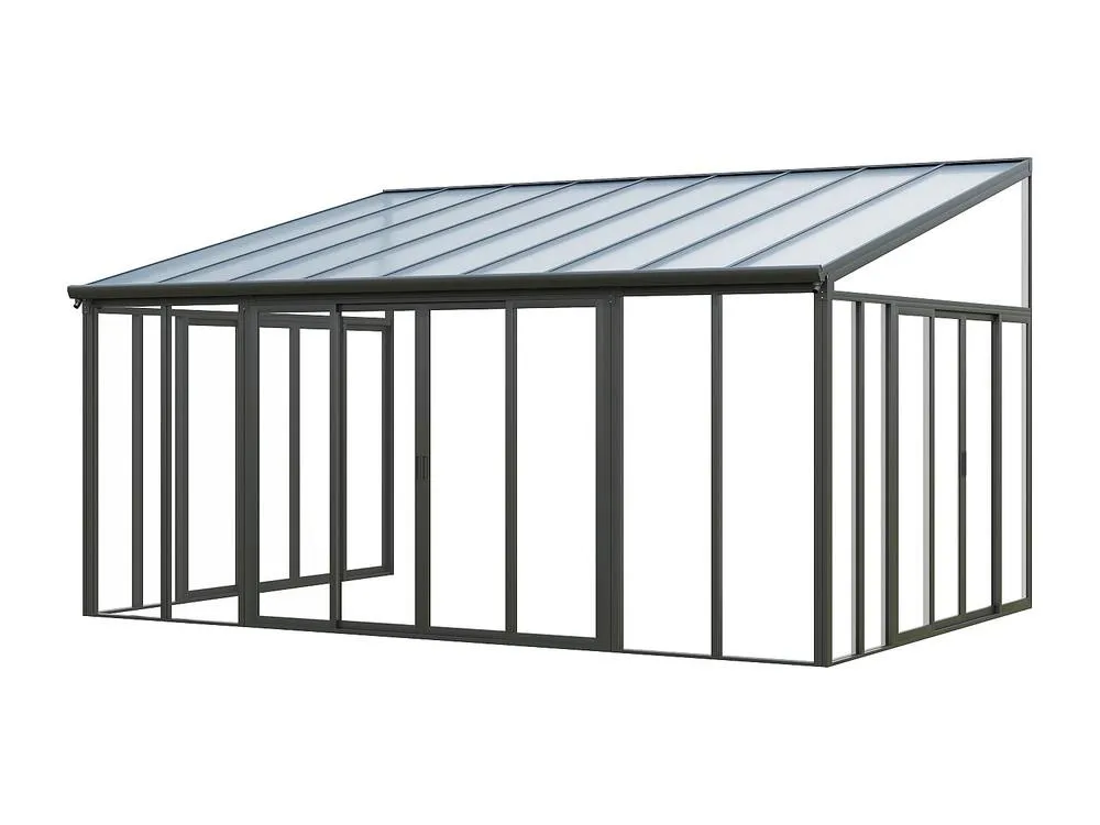 Vente-unique Aluminium & Polycarbonate Conservatory With UV Protection - 20.9 M² in Dark Grey 4
