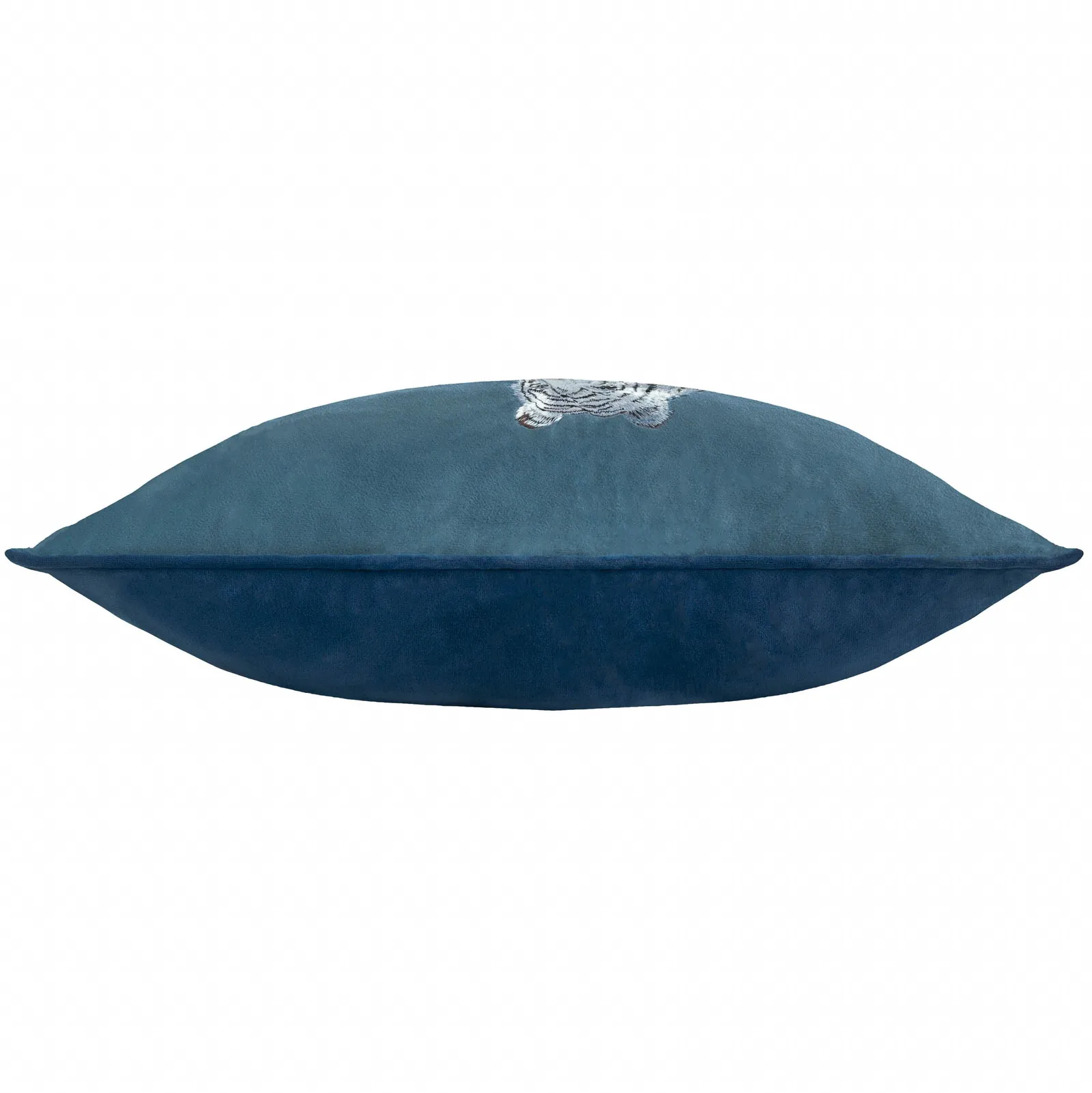 Paoletti Odisha White Tiger Embroidered Velvet Cushion in Blue 4