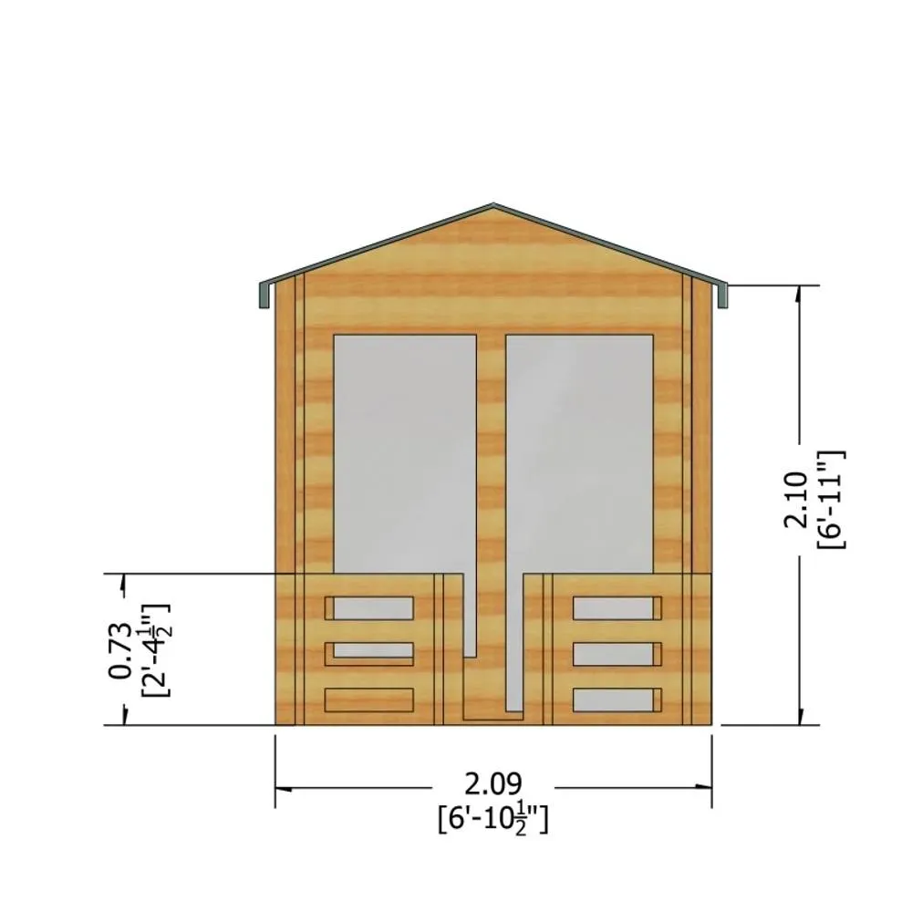 Shires Maulden with veranda Log Cabin Home Office Garden Room Approx 7x7 ft in Brown 2