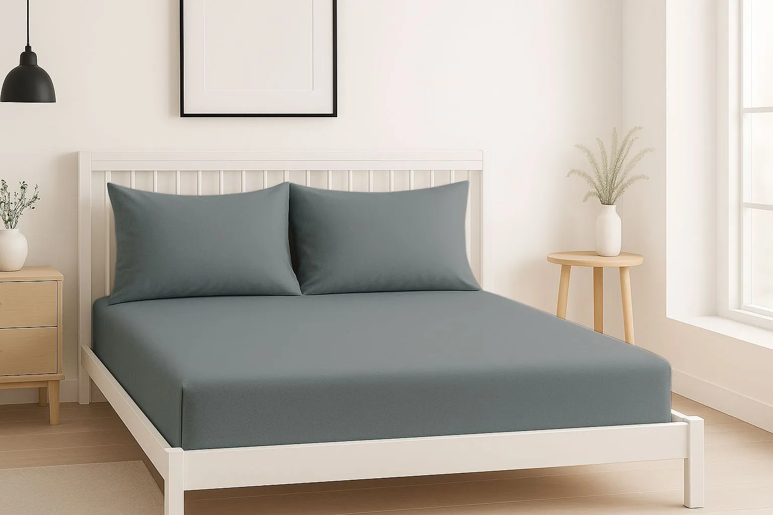 Snug City Luxury 200TC Soft Touch Fitted Sheet Bed Linen 30cm Extra Deep Skirt in Grey