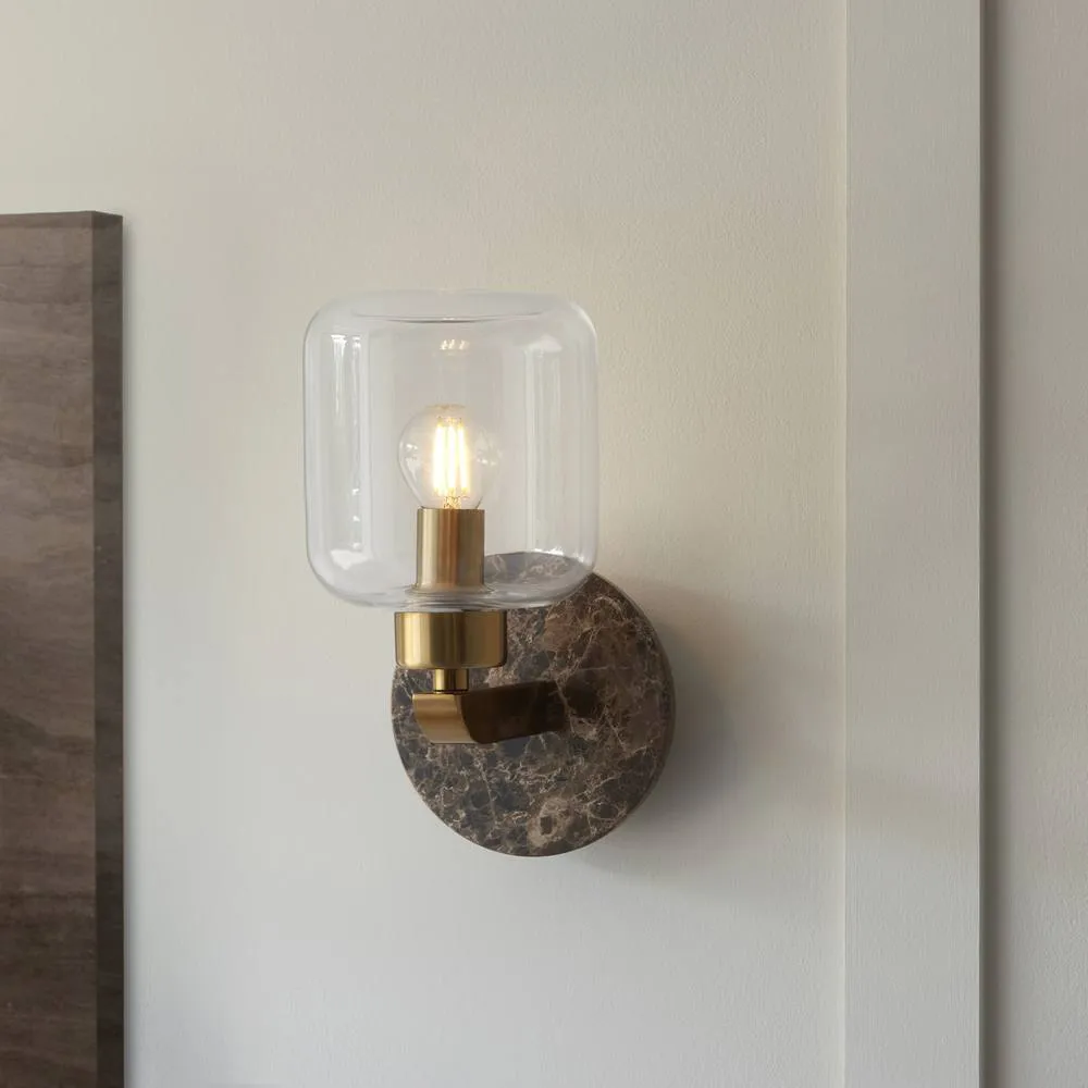 Netlighting Travi Wall Lamp Brown Vintage Brass & Glass E14 2