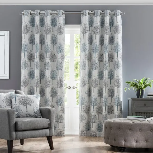 Jacquard Trees Eyelet Curtains 2