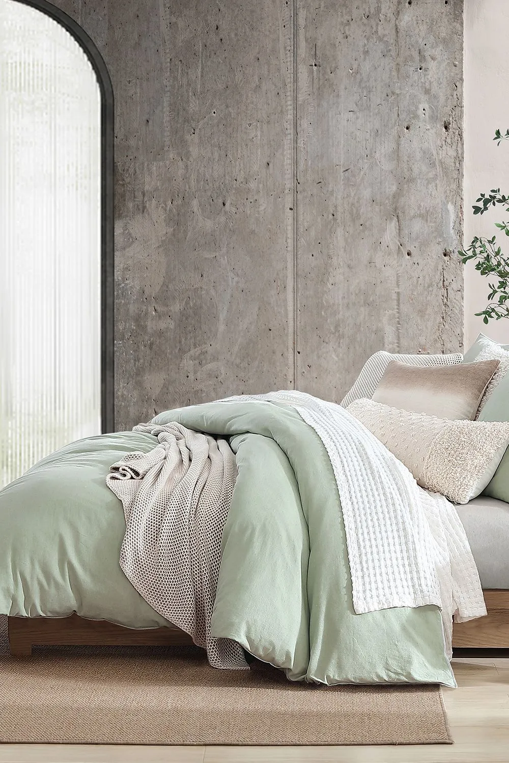 DKNY ' Pure Washed Linen' Duvet Cover Set in Light Green
