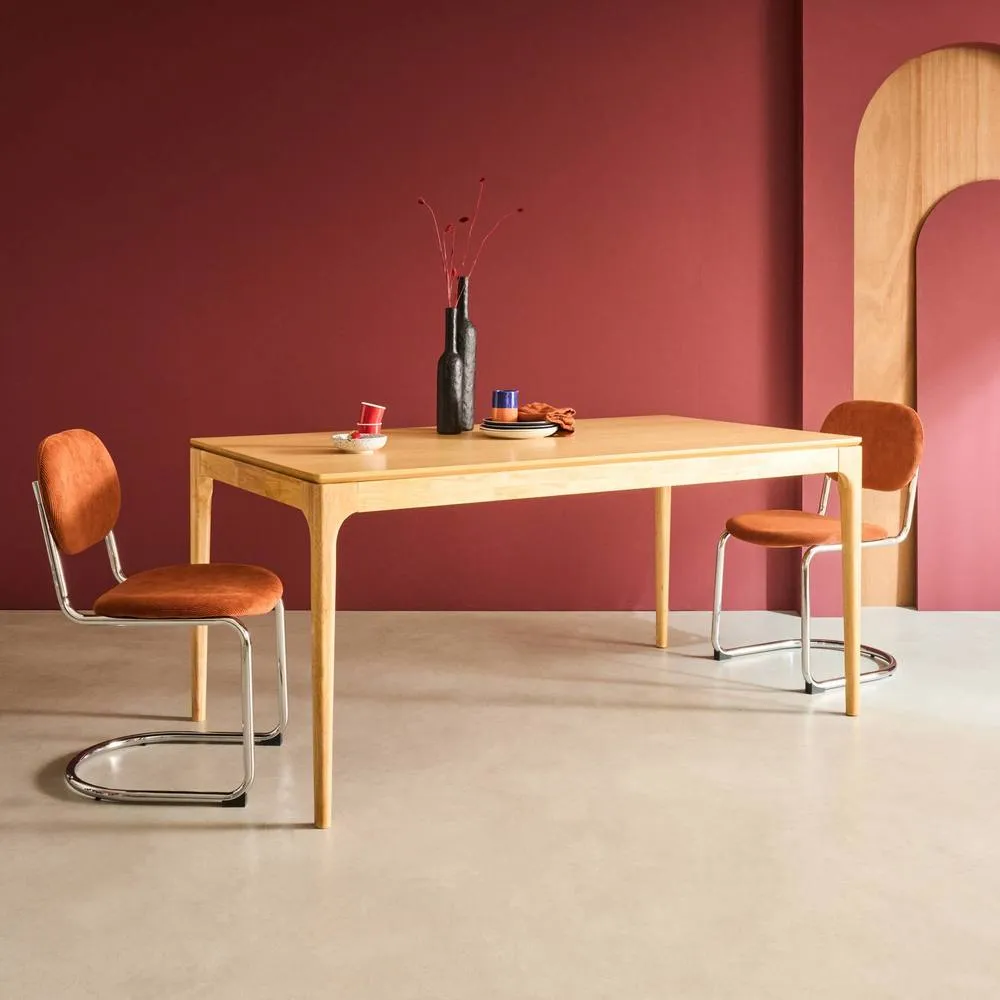 sweeek Rectangular dining table in hevea wood & ash veneer, seats 6 in Beige 6