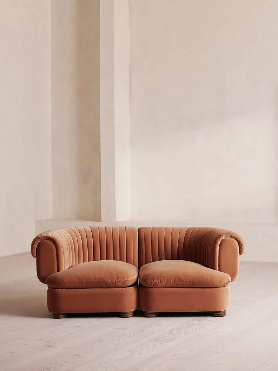 Rava Modular Sofa, Three Seater, Velvet, Antique Rose