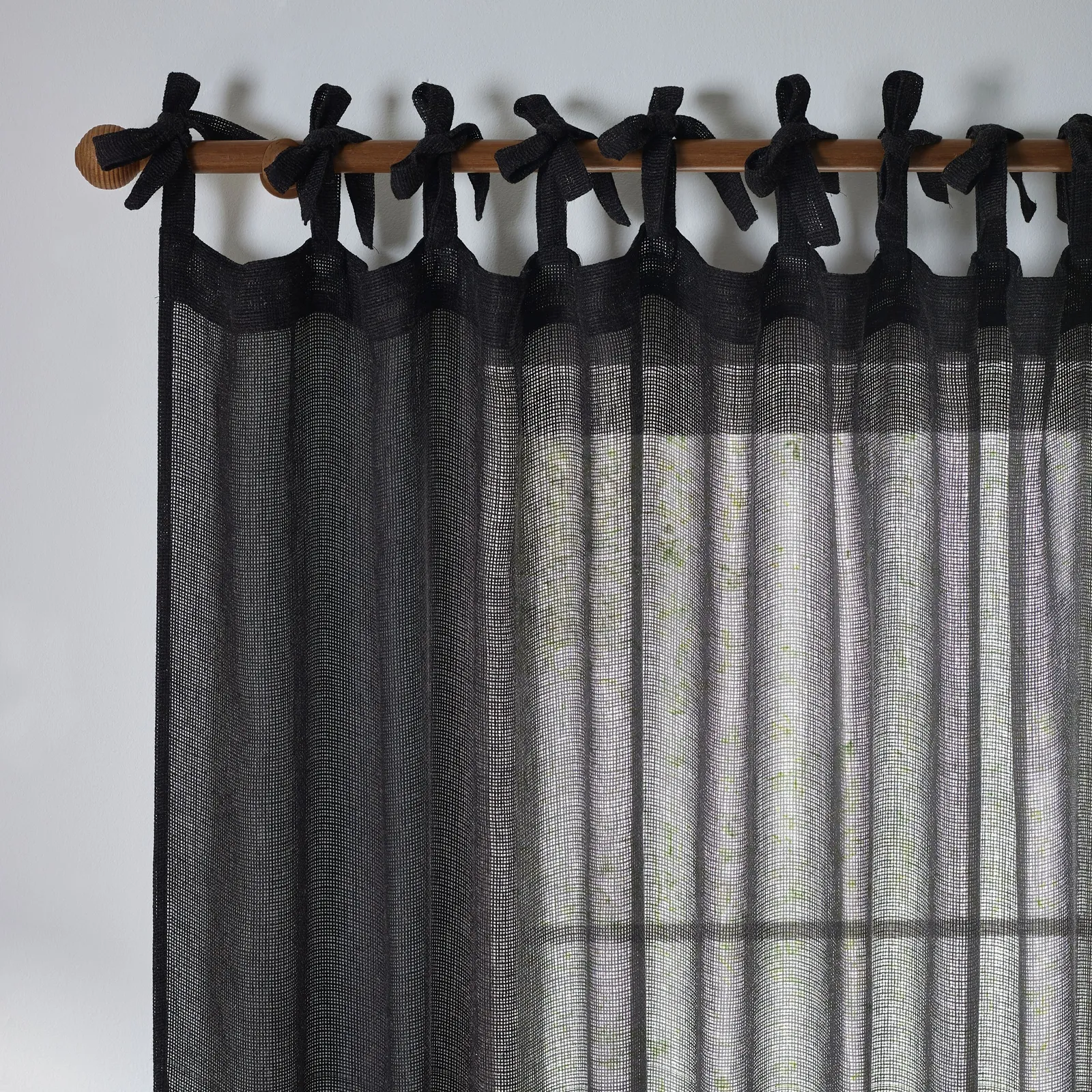 Yard Nimbus Sheer Tie Top Curtain Panel in Black 2