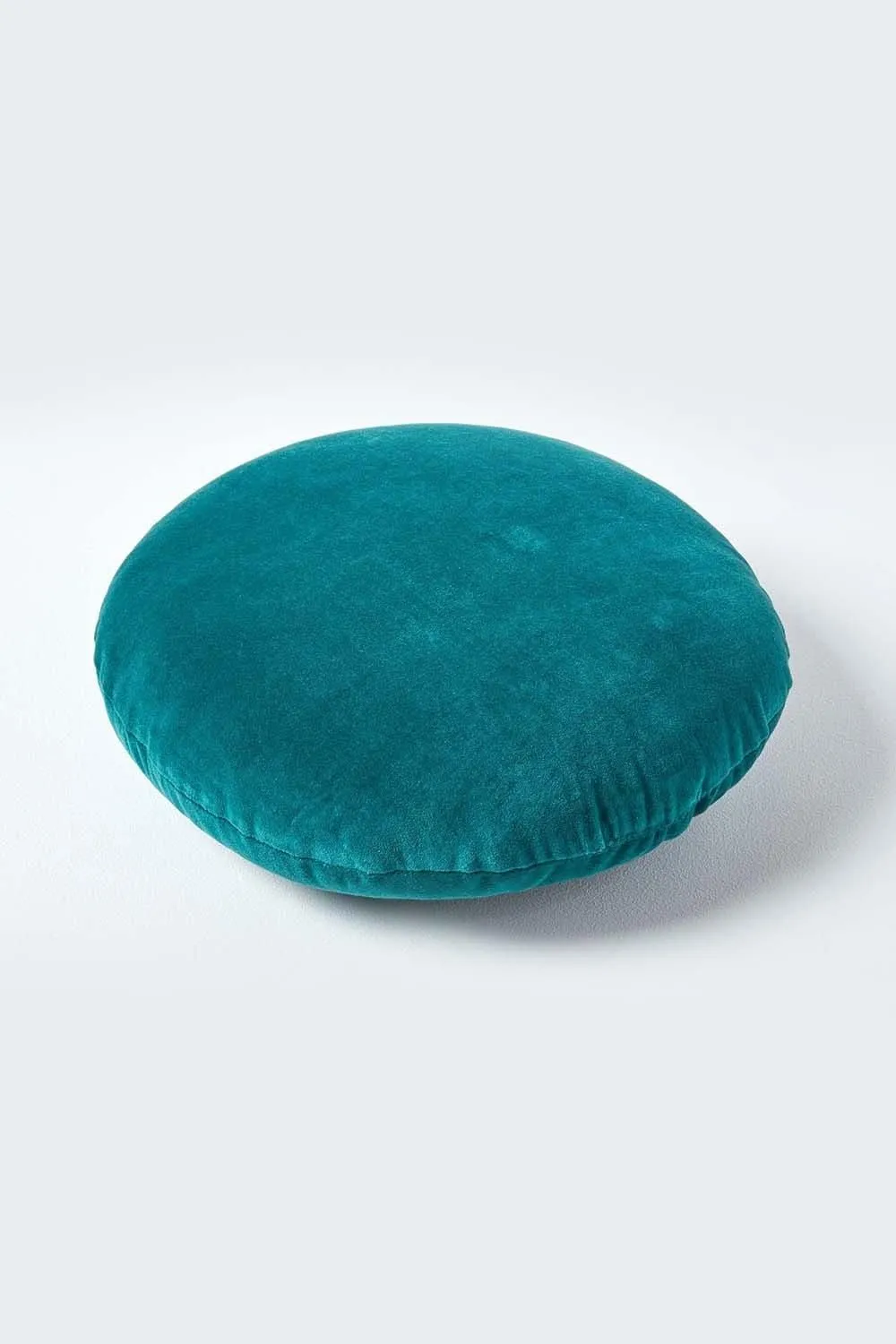 Homescapes Velvet Cushion, 40 cm Round in Emerald 3