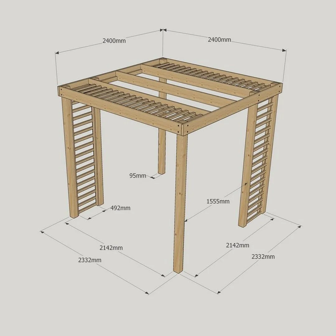 Rutland County Garden Furniture Ltd Panel Pergola - Wood - L240 x W240 cm - Light Green 5